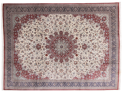 Seidenteppich Ghom 400x300 cm Beige