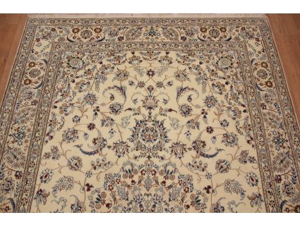 Persian carpet Nain 9la with Silk 303x195 cm Beige