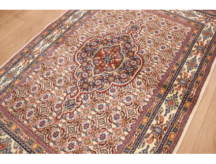 Perser Teppich Moud mit Seide 147x97 cm Beige