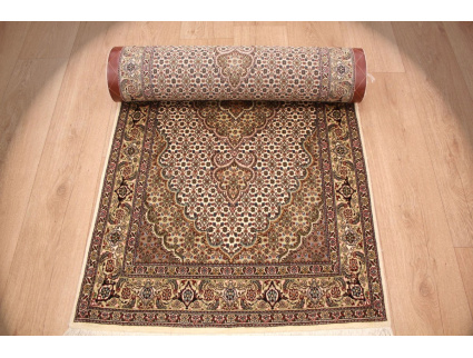 Persian carpet Tabriz Runner with Silk 269x77 cm Beige