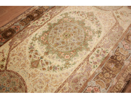 Seiden Teppich Ghom Perserteppich 210x135 cm reiner Seide
