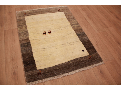Perser Teppich Gabbeh reiner wollteppich 131x98 cm Beige